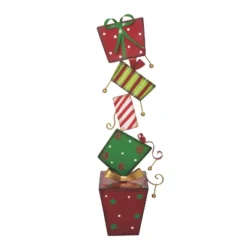Transpac 23.5 In Multicolor Christmas Stacked Presents Decor For Festive Holiday Home Decoration