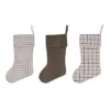Transpac Fabric Neutral Ticking Stripe Stocking Set Of 3 Christmas Home Decorations Holiday Stockings Polyester