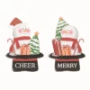 Transpac MDF Shaped Snowman Decor Set Of 2 Christmas Home Decorations For Festive Holiday Cheer
