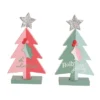 Transpac Set Of 2 Pastel Tree Sculptures Decorative Objects For Christmas Multicolor Tabletop Decor Easy Care Holiday Charm