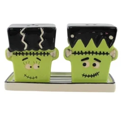 Transpac 2.75 In Frankenstein & Bride Salt & Pepper Halloween Salt And Pepper Shaker , Plate Trick Or Treat (3PC) -Transpac GUEST 0ae54674 8123 461c b785 bf3bf4c015a0
