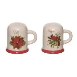Transpac Christmas Red Cardinal And Poinsette Dolomite Salt And Pepper Shakers Collectables Multicolor 3 In. Set Of 2 -Transpac GUEST 0afdaced bded 4097 a960 480a255e5266