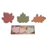 Transpac Set Of 3 Fall Leaves Decorative Sculptures MDF Wood Autumn Tabletop Decor Gift For Home And Hostess