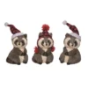 Transpac Foam Playful Raccoon Decor Set Of 3 Christmas Home Decorations Polyester Decorative Objects