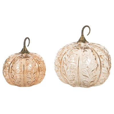 Transpac Glass Light Up Pumpkins With Petal Detail - Fall Decorative Objects For Home Decor And Seasonal Celebrations 2 Transpac Glass Light Up Pumpkins With Petal Detail - Fall Decorative Objects For Home Decor And Seasonal Celebrations - Image 2