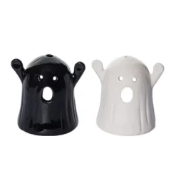 Transpac Ceramic Ghost Tea Light Holder Set Of 2 Halloween Home Decorations For Spooky Ambiance