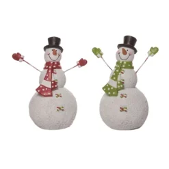 Transpac Christmas Resin Merry Snowman Decor Set Of 2 Christmas Home Decorations