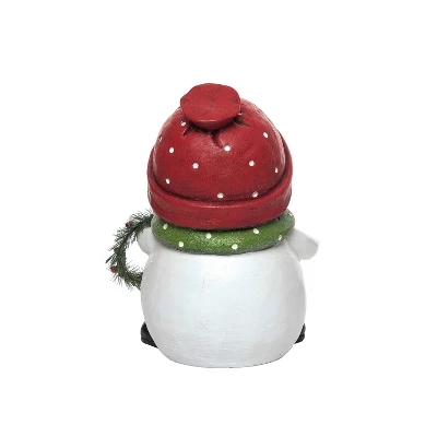 Transpac 14.5 In White Christmas Snowman With Wreath Decorative Resin Holiday Decor 2 Transpac 14.5 In White Christmas Snowman With Wreath Decorative Resin Holiday Decor - Image 2