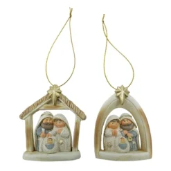 Transpac Resin Nativity Ornament Set Of 2 Colorful Tabletop Christmas Decorations For Indoor Use And Gift Giving
