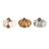 Transpac Set Of 3 Resin Glitz Pumpkins With Tags Fall Harvest Home Decorations For Autumn Thanksgiving