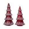 Transpac 14 In Red Glass Antique Style Christmas Tree Decor Set Of 2 Light Up Decorative Objects For Holiday Cheer