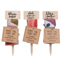 Transpac Plywood Plant Marker Fabric Garden Towel Home Decor Spring Kitchen Textiles Wood