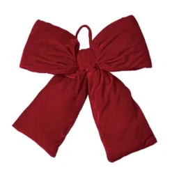 Transpac Velvet Oversized Red Bow Decorative Sculpture For Christmas Tabletop Decor Polyester Indoor Holiday Gift