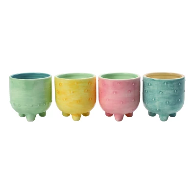 Transpac Small Ceramic Footed Planter With Drainage Multicolored Design Perfect For Home Decor And Gift Giving 2 Transpac Small Ceramic Footed Planter With Drainage Multicolored Design Perfect For Home Decor And Gift Giving - Image 2