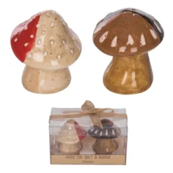 Transpac Ceramic Mushroom Salt And Pepper Shakers Set Of 2 Charming Home Decor For Spring