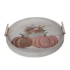 Transpac MDF Pumpkin Florals Round Serving Tray For Fall Harvest Decor Multicolor Tabletop Use Hand Wash Only