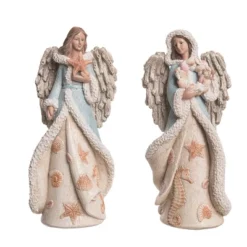 Transpac Seaside Angel Figurine Set Of 2 Coastal Decorative Objects For Christmas Indoor Tabletop Decor Gift Giving