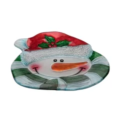 Transpac 12 Inch Holiday Snowman Platter With Santa Hat Perfect For Christmas Serving And Entertaining