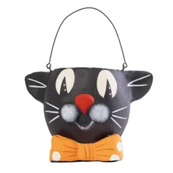 Transpac Paper Mache Cat Bucket Decorative Sculpture For Halloween Unique Indoor Tabletop Decor Gift Idea