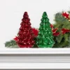 Transpac Glass Light Up Green And Red Tree Decor Set Of 2 Christmas Home Decorations For Festive Cheer
