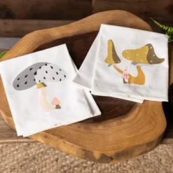 Transpac Cotton Hemstitched Mushrooms Hand Towel For Spring Home Decor Kitchen Textiles Cotton