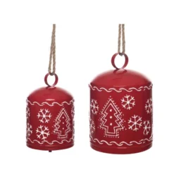 Transpac Metal 11.25 Inch Red Christmas Embossed Bell Set Of 2 For Holiday Decor Bells And Wind Chimes Iron -Transpac GUEST 3004f1fe cba9 4bf9 b979 6b5f26743f67