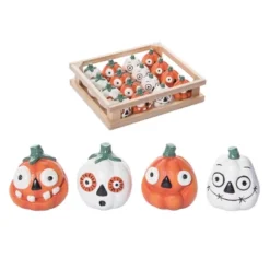 Transpac Resin Mini Pumpkins Set Of 16 For Halloween Decor, Charming Decorative Objects For Fall And Seasonal Celebrations