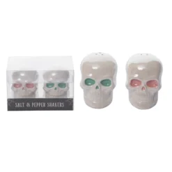 Transpac Dolomite 3 Inch Off White Halloween Iridescent Skull Salt And Pepper Shaker Set Of 2 For Spooky Decor -Transpac GUEST 32ffbe0c 4a0f 4a52 b233 a99d405c45e0