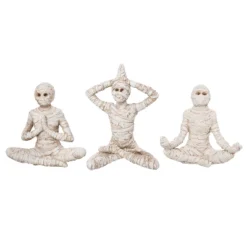 Transpac Resin Mummy Zen Yoga Pose Set Of 3 Decorative Objects For Home Decor And Relaxation