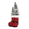 Transpac Light Up Santa Boots Tabletop Sculpture With Silver Trees Battery Operated Christmas Decoration Gift