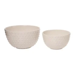 Transpac Dolomite 11 In White Autumn Hobnail Mixing Bowls Set Of 2 Decorative Ceramic Bowls For Fall Harvest -Transpac GUEST 3623d0d8 91cb 4e28 8444 df7783469ac0