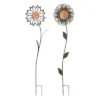 Transpac Rustic Metal Flower Yardstakes Set Of 2 Decorative Garden Stakes With Bird Figurines For Indoor And Outdoor Use