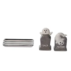 Transpac Dolomite Haunted Tombstone Salt And Pepper Shaker Set With Plate For Halloween Decor, Set Of 3 Spooky Shakers -Transpac GUEST 3b827210 0759 41c9 920e 1ca61fb8148b