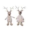 Transpac Plush Elegant Reindeer Sitter Set Of 2 - Festive Christmas Decorative Objects For Holiday Cheer