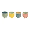 Transpac Small Ceramic Footed Planter With Drainage Multicolored Design Perfect For Home Decor And Gift Giving