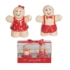 Transpac Dolomite Gingerbread Couple Salt And Pepper Shaker Set Ceramic Christmas Decor For Holiday Celebrations