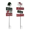 Transpac Metal Elf And North Pole Yard Stake Set Of 2 Christmas Home Decorations For Garden Iron Stakes