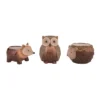 Transpac Set Of 3 Ceramic Hedgehog Owl Fox Planters Fall Harvest Brown Tabletop Decor Indoor Gift For Home