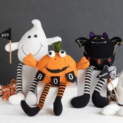 Transpac Plush Spooky Character Sitter Set Of 4 Halloween Figurines Colorful Indoor Decor For Tabletop And Mantel