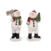 Transpac Resin Textured Snowman Figurines Set Of 2 Colorful Christmas Decor For Tabletop And Mantel Holiday Gifts