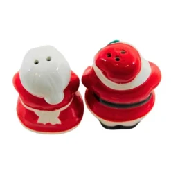 Transpac 3.5 Inch Santa & Mrs. Claus Salt & Pepper Set Christmas Salt And Pepper Shaker , Holiday Ho Ho Ho Glasses (2PC)