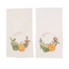 Transpac Fall Harvest Thanksgiving Pumpkin Embroidered Kitchen Towels Cotton