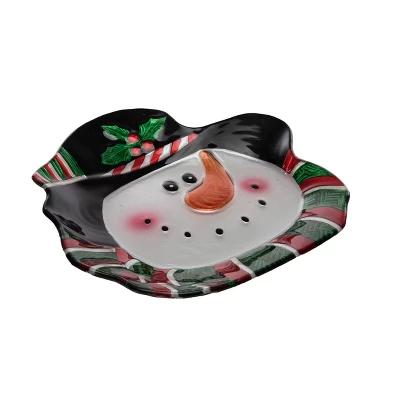 Transpac 12 Inch Holiday Snowman Glass Platter For Christmas Serving And Entertaining 2 Transpac 12 Inch Holiday Snowman Glass Platter For Christmas Serving And Entertaining - Image 2