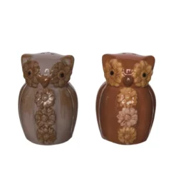Transpac Harvest Owl With Flowers Dolomite Salt And Pepper Shakers Collectables Brown 3.25 In. Set Of 2 -Transpac GUEST 4be50e15 5a4f 4dbc b52a d8e0f3a8fa86