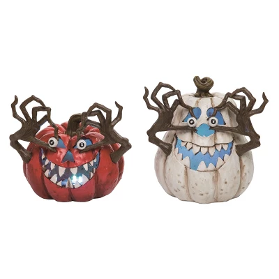 Transpac Resin Light Up Jack-O-Lantern Set Of 2 - Halloween Decorative Objects For Spooky Home Decor 1 Transpac Resin Light Up Jack-O-Lantern Set Of 2 - Halloween Decorative Objects For Spooky Home Decor