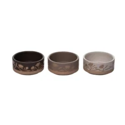 Transpac Stoneware 3.27 In. Multicolor Harvest Wildflower Ramekin Set Of 3