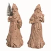 Transpac Resin Wood Carved Santa Figurine Set Of 2 Christmas Home Decorations For Festive Decor