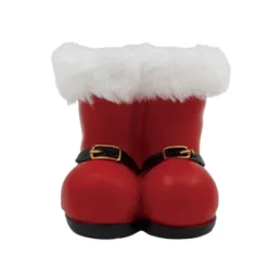 Transpac Mini Santa Boots With Fur Decorative Objects For Christmas Red Tabletop Figurines Indoor Holiday Decor