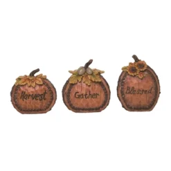 Transpac Resin Harvest Pumpkin Figurine Set Of 3 Fall Home Decorations For Autumn And Thanksgiving
