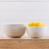 Transpac Dolomite 11 In White Autumn Hobnail Mixing Bowls Set Of 2 Decorative Ceramic Bowls For Fall Harvest